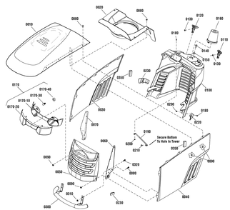 Hood, Grille And Dash Group Diagram and Parts List for 2691085-00 (107250040-CTX9000)(2012) Briggs and Stratton Lawn Tractor Accessories
